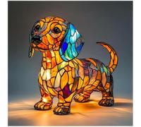 LCPKUTTR Dog Series Art Night Light, Hand Painted Resin Canine Decor with Warm Glow, Cute Pet Themed Desk Accent, Vintage Animal Night Light Home Decor u-4017(G)