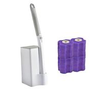 LCSVCCXA 20 Pezzi Spazzola Monouso per WC Set con Supporto Testine di Ricambio Manico Comodo Autopulente Montaggio a Parete Adatto per La Manutenzione, Ricariche viola