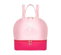 LCSVCCXA Borsa per Danza Classica, Zaino per Bambini, Scomparto per Scarpe, Ricamo, Nylon Impermeabile, Cinghie Regolabili, Chiusura Sicura, Adatta per La Scuo, Rosa Rosa