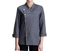 LCSVCCXA Giacca Da Cuoco Traspirante a Maniche Lunghe, Abbigliamento Da Cameriere, Abbigliamento Da Lavoro per Cucina, Pizzeria, Panetteria, grigio, io