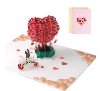 LCUHAVA Biglietto Matrimonio 3D Biglietti Pop-up per Il Matrimonio, Partecipazioni Matrimonio Personalizzate Albero Dell'amore Rosso Biglietti D'auguri con Buste Regali di Nozze, Inviti Di Matrimonio