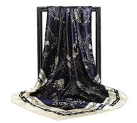 LCUK Sciarpa di Seta Donna Stampa Capelli Collo Sciarpe quadrate Ufficio Signore Scialle Bandana 90 * 90 cm Fazzoletto Hijab Musulmano