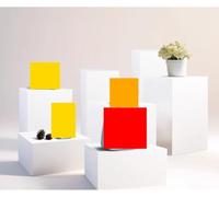 LCUVIMPEX Base con piattaforma rialzata, Piedistallo for display quadrato in bianco e nero, dimensioni multiple(White,30x30x70 cm)