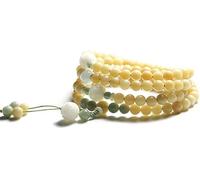 LCUVIMPEX braccialetto di legno, 108 Bodhi Mala Meditazione Bracciale Elastico e Collana Tibetano Buddista Loto Giada
