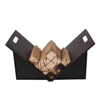 LCUVIMPEX Conduttore di Legna da ardere, Portalegna Pieghevole for Camino Interno ed Esterno, Nero, 70x40x34,5 cm
