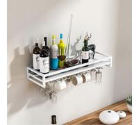 LCUVIMPEX Cremagliera per bicchieri da vino montata a soffit Portabottiglie da parete e portabicchieri in metallo color oro, nero e bianco, diverse misure(White,80 * 20 * 8.5cm)