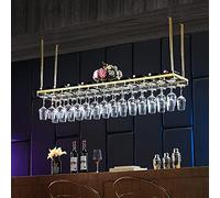 LCUVIMPEX Cremagliera per bicchieri da vino montata a soffit Portabottiglie e bicchieri da vino for montaggio a soffitto e a parete, in oro, diverse misure(L80xW30cm)