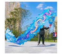 LCUVIMPEX Dragon Dance Streamer Fitness Nastro for Danza Poi in Seta di Drago, Attrezzatura Tradizionale for Il Fitness, 8-12 m, Multicolore(Blu,10 m (33 ft))