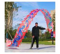 LCUVIMPEX Dragon Dance Streamer Fitness Nastro for Danza Poi in Seta di Drago, Attrezzatura Tradizionale for Il Fitness, 8-12 m, Multicolore(Red,10 m (33 ft))