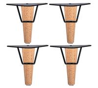LCUVIMPEX Gambe per divani in legno Confezione da 4 gambe for mobili in legno, piastra superiore triangolare in metallo, noce verniciato fai te, 5-7 pollici(Varnish,7"/18cm)
