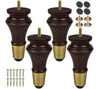 LCUVIMPEX Gambe per divani in legno Confezione Da 4 Piedini In Legno Massello Wenge 5-6 Pollici Con Bulloni M8 E Dadi A T(A style-6''/15CM)