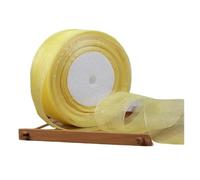 LCUVIMPEX Nastro da Regalo, Nastro in Organza Multicolore, larghezze Multiple, Confezione da 2(Yellow,25mm Organza Ribbon)