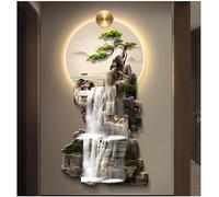 LCUVIMPEX Oggetti decorativi per muri appesi, Scultura da parete 3D con luce LED, paesaggio cinese(Multi-colored-a,50x100cm)