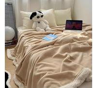 LCUVIMPEX Peluche plus, Coperta decorativa universale double-face in velluto di lana e latte, adatta a tutte le stagioni, calda soffice, for il letto(Khaki,100 * 150cm)