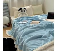 LCUVIMPEX Peluche plus, Coperta decorativa universale double-face in velluto di lana e latte, adatta a tutte le stagioni, calda soffice, for il letto(Blue,200 * 230cm)