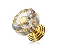 LCUVIMPEX Pomelli per cassetti in acrilico, Pomelli for porte e cassetti in acrilico oro bianco 18 mm(Gold)