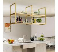 LCUVIMPEX Scaffale pensile da soffitto, Mensola espositiva for piante a 2 strati sospesa al soffitto con ringhiera in legno, dimensioni multiple(80x30x80cm)