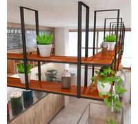 LCUVIMPEX Scaffale pensile da soffitto, Mensola sospesa al soffitto for piante e contenitori da cucina, diverse dimensioni, 2 livelli(80x30x80cm)