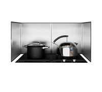 LCUVIMPEX Schermatura antispruzzo Portatile, Paraspruzzi Pieghevole in Acciaio Inox for fornelli, 4 Lati, Argento, Diverse Misure(50x45x80cm)