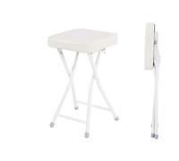 LCUVIMPEX Sgabello pieghevole imbottito, Sedia da bar imbottita senza schienale 49 cm/19 pollici, sgabello cucina quadrato pieghevole for casa, campeggio, esterni e interni(White)