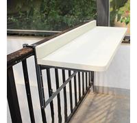 LCUVIMPEX Tavolo da appendere pieghevole per balcone, ringhiera da balcone per patio, barra pieghevole da parete e tavolino ausiliario(bianco, 120 x 37 x 7 cm, 47,2 x 15,3 x 2,7)