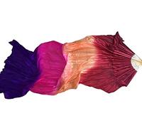 LCUVIMPEX Un Ventilatore Lungo Che imita Un Ventilatore di s Confezione da 2 veli a ventaglio in Seta for Danza del Ventre, Viola, Diverse Misure(3,270X90CM)