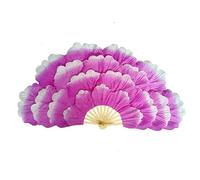 LCUVIMPEX Un Ventilatore Lungo Che imita Un Ventilatore di s Ventagli di Seta con Fiori peonia for Danza del Ventre, for spettacoli sul palco, 85 cm(Purple)
