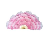 LCUVIMPEX Un Ventilatore Lungo Che imita Un Ventilatore di s Ventagli di Seta con Fiori peonia for Danza del Ventre, for spettacoli sul palco, 85 cm(Pink)
