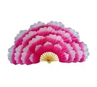 LCUVIMPEX Un Ventilatore Lungo Che imita Un Ventilatore di s Ventagli di Seta con Fiori peonia for Danza del Ventre, for spettacoli sul palco, 85 cm(Rose Red)
