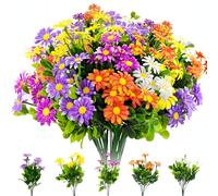 lcvtos 10 Mazzi di Fiori Margherite Artificiali, Resistenti ai Raggi UV, Non Sbiadiscono, Fiori Artificiali per Interni ed Esterni, Giardino, Portico, Patio, Finestra (5 colori)