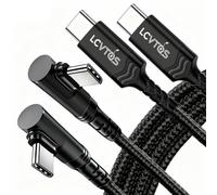 lcvtos Cavo USB-C a USB-C a 90 Gradi, 3A Ricarica Rapida 60W, Nylon Tressato, Compatibile con iPhone 15/16, Samsung Galaxy, iPad Pro, MacBook (Nero, 3 M+3 M)