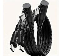 lcvtos Cavo USB-C a USB-C a 90 Gradi, 3A Ricarica Rapida 60W, Nylon Tressato, Compatibile con iPhone 15/16, Samsung Galaxy, iPad Pro, MacBook (Nero, 2 M+2 M)