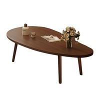 lcvtos Tavolino da Caffè Moderno in Legno Massello, Piccolo Tavolo da Tè Ovale con Gambe Stabili, Design Minimalista, Piano in MDF Spesso (Noce Nero Singola Parete -)
