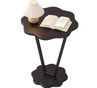 lcvtos Tavolino Rotondo Multifunzionale - Tavolino Stabile con Doppio Ripiano - Tavolino Pratico da Divano per Soggiorno e Balcone (Tavolo Petal - nero opaco)