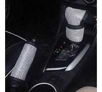 LCWLJL Set di copertura per pomello del cambio e freno a mano con strass e strass in pelle, accessori per auto da donna, universali, set da 2 pezzi