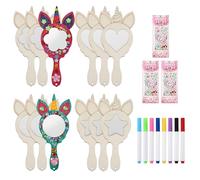 LCXCXY 12 Pezzi Specchio per unicorno, artigianato per unicorno con pennarelli ad acquerello, artigianato per compleanno per bambini, Utilizzare come il compleanno dei e disegni bambini