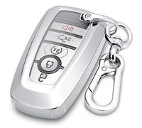 Lcyam Custodia per portachiavi compatibile con Ford 2022 2023 2024 F150 Maverick Tremor Mustang EcoBoost GT Mach-e Explorer ST Bronco Escape EcoSport Lincoln Nautilus (argento, con portachiavi)