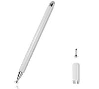 Lcyen Penna per tablet, 2 in 1, per tutti i tablet, con 1 punta di ricambio, penna touch screen per iPhone i-Pad Pro Mini Redmi Samsung Huawei Surface Lenovo Chromebook (bianco)