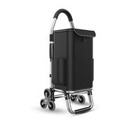 LCYFBE Trolley per la Spesa con 6 Ruote, Carrello Spesa Pieghevole in Alluminio,capacità 36L,Impermeabile, in Tessuto Oxford，Carrello Spesa Multifunzionale.（Nero，Ruota Triangolare silenziosa）