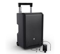 LD Systems ANNY 10 - Altoparlante PA Bluetooth da 10″ con batteria, mixer e 1 microfono ad archetto, bodypack in dotazione