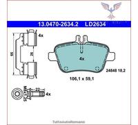 LD2634 Kit pastiglie pattini freno Ate Ceramic Posteriore per MERCEDES CLASSE GL