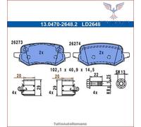 LD2648 Kit pastiglie pattini freno Ate Ceramic Posteriore per FORD PUMA