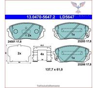 LD5647 Kit pastiglie pattini freno Ate Ceramic Anteriore per HYUNDAI TUCSON KONA