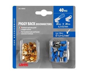 LD5A Kit 40 Terminali-Capicorda Piatti A Doppio Innesto - Blu