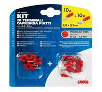 Kit 20 terminali-capicorda piatti Rosso Misura 2,8x0,5 mm. Composto da: 10 Auto