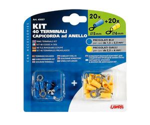 LD5D Kit 40 Terminali-Capicorda Ad Anello - Giallo/Blu
