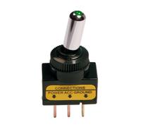 Interruttore a leva tipo Racing, in alluminio con spia a Led - 12/24V - Verd...