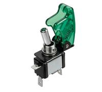 LD6R Interruttore A Leva Con Sicura In Alluminio Con Spia A Led - 12/24V - Verde
