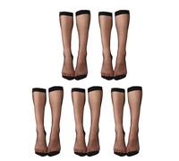 Ldabrye 1/5/10 Paia Traspirante Delle Donne di Seta Calze Al Ginocchio Per Uso quotidiano Puro Super Sottile Nylon Calze Al Ginocchio Donne Calze di Seta, Nero , S-XXL