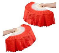 Ldabrye 1 paio di velo per danza del ventre fatto a mano da donna in bambù per danza nazionale lungo per feste puntelli danza nazionale lungo, A, Taglia unica